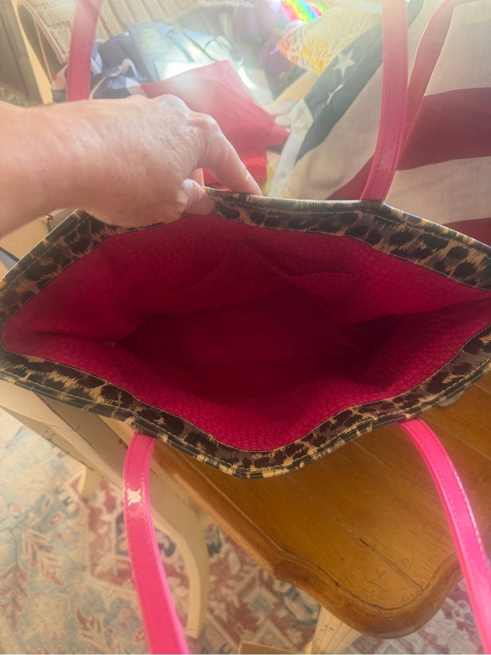 kate spade Leopard Print Tote with Pink Handles - Picture 2 of 3